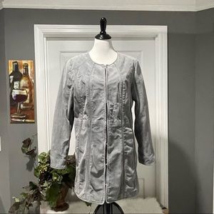 Pamela McCoy Gorgeous Grey Suede Leather Coat - Size L - EUC